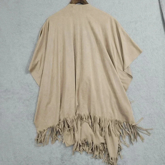 NWT Anthropologie Andersen & Lauth Beige Fringe Shawl Wrap Cape Kimono  12PT - Picture 2 of 10
